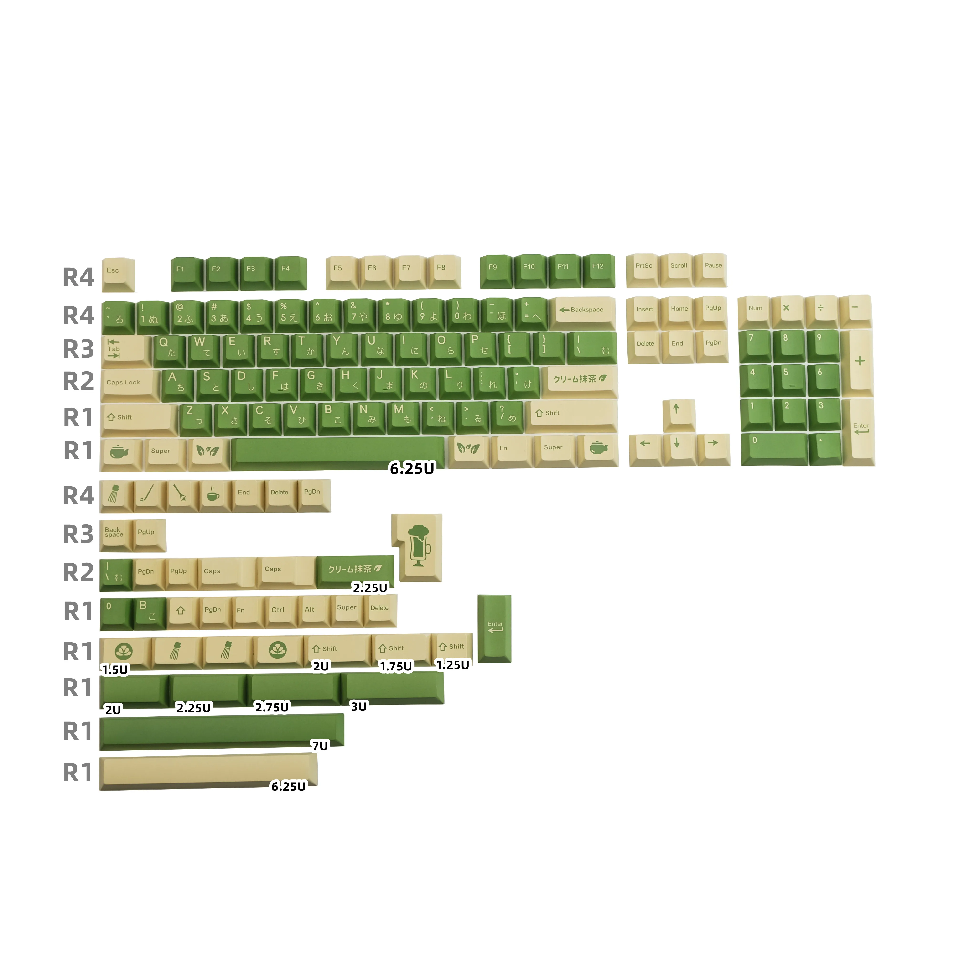 Teclado Mecânico Key Cap para mx Gateron Kailh Switch Creme Matcha Keycaps Pbt Dye-sublimação Perfil de Cereja 140 Chaves