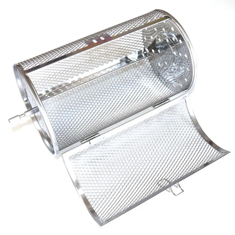 Stainless Steel Wire Roaster Drum Oven Basket Rotary Nut Beans Basket Detachable Grill Roaster Drum Rotisserie Grill Baking Cage