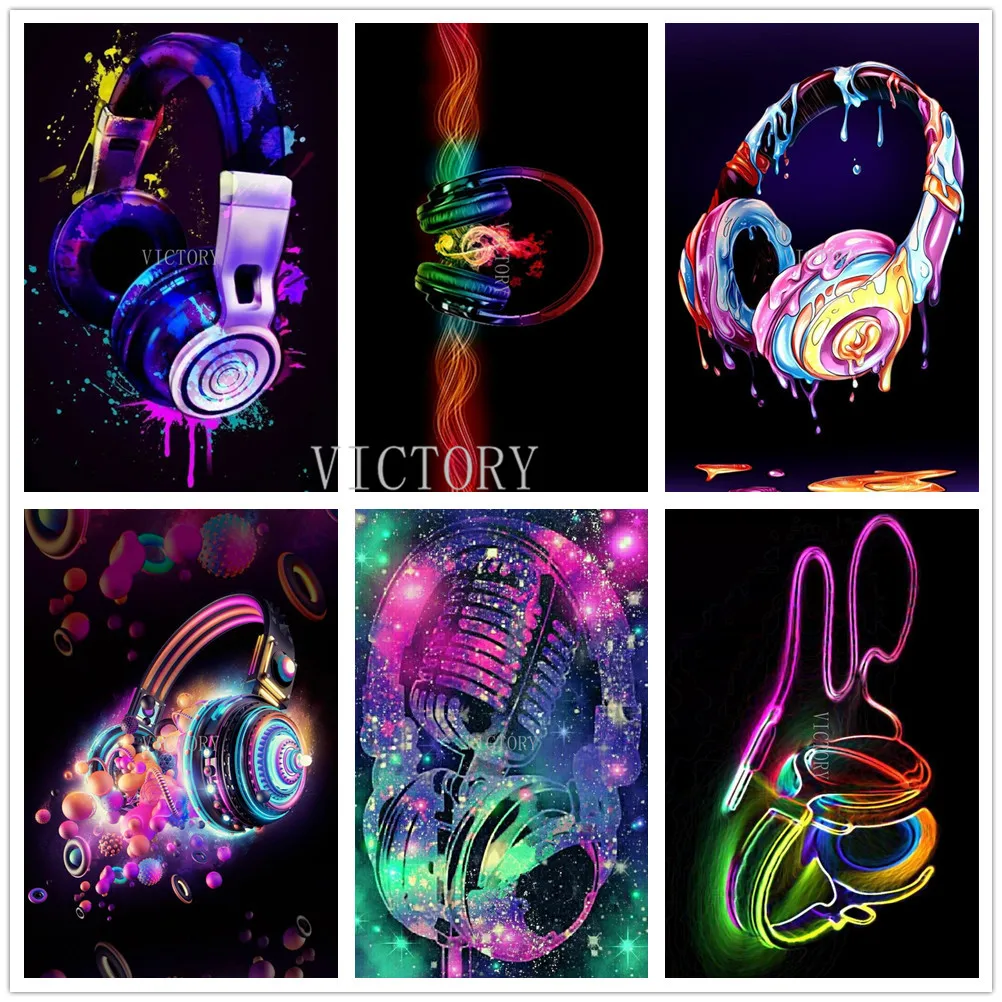 

5D Diamond Painting Earphone Gamer Full Round Diamond Mosaic Diy Diamond Embroidery Art Cross Stitch Bedroom Home Decoration