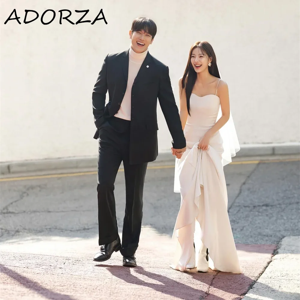 

ADORZA Mermaid Korea Wedding Dress Simple Spaghetti Strap Sweetheart Satin Photo Shoot Vestidos De Novia 한국 웨딩드레스 Bridal Gowns