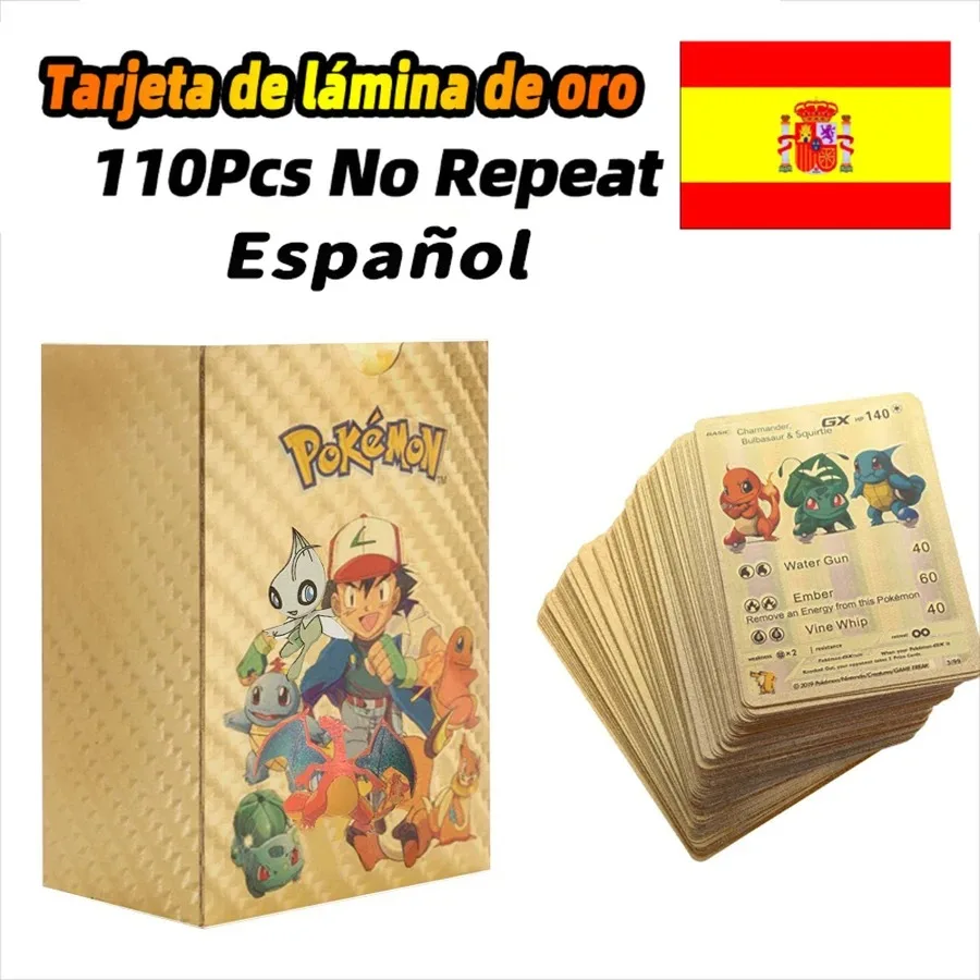 Cards Pikachu Figure Spanish French English German VMAX GX Vstar Energy Card Kids Game Collection Gold Silver Black Card