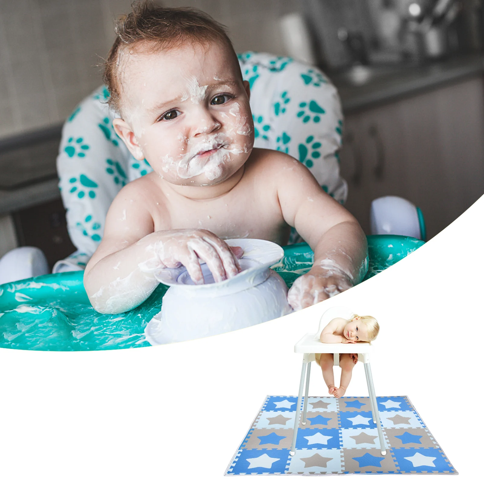 Children's Highchair Mats Waterproof Floor Splat Mat For Under High Chair Washable High Chair