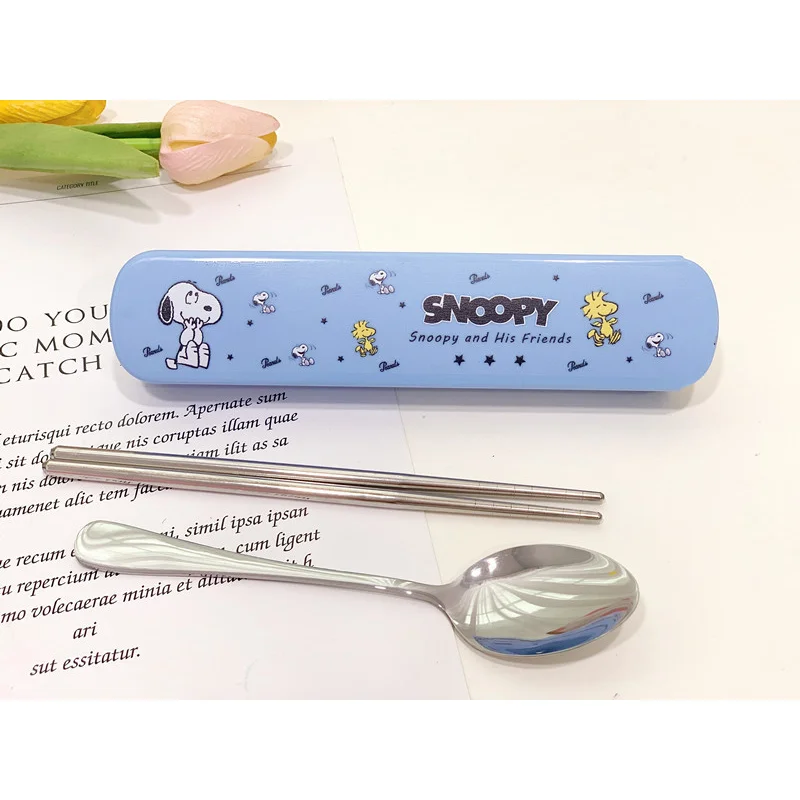 Snoopy Portable Bento Cutlery Set Spoon Chopsticks with Case for C