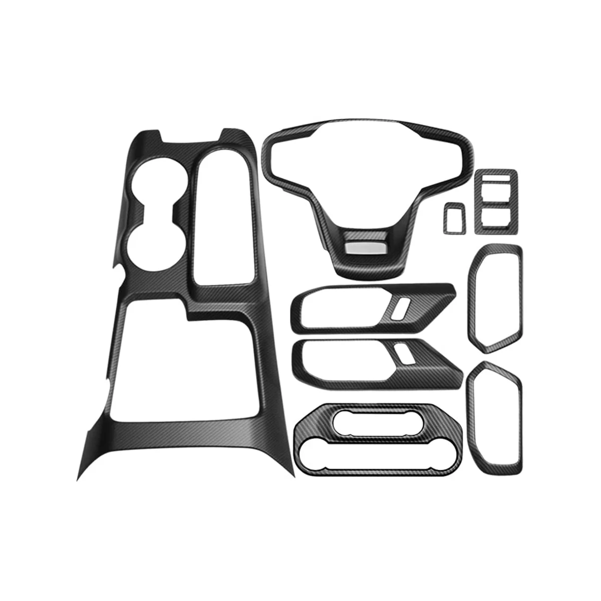 

For Ford Bronco 2021 2022 Interior Cover, Gear Shift Panel,Inner Door Handle Bowl,Steering Wheel Cover, ABS Carbon Fiber