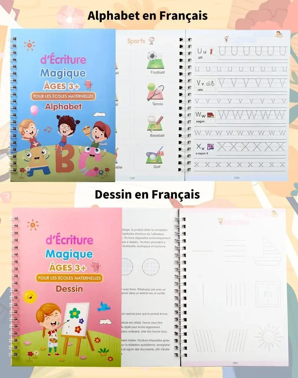French Magic Practice Copybook Free Pen Preschools Kids Calligraphy Notebook Children Reusable Français Writing Book Ages 3-8 2