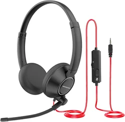 Noise - Cancelling Wired Headset with Microphone (Black)