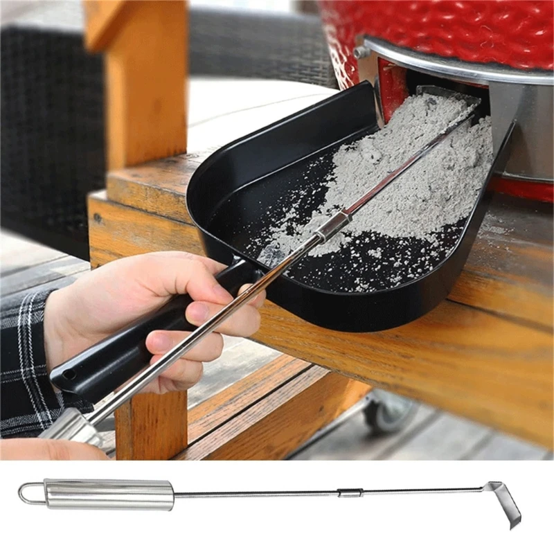 46cm Stainless Steel Charcoal Ashs Rake BBQ Ashs Tool for Kamados Charcoal Cooking Burners Stove Cooking Accessories bbq ash rake