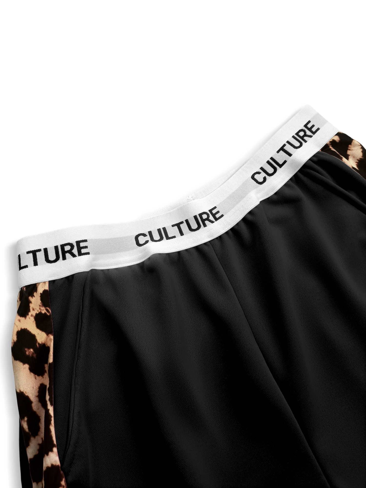 Women’s leopard print wide leg pants with side stripe high waist streetwear trousers black 02