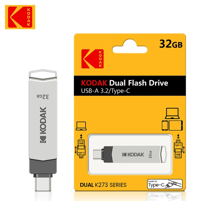Kodak k273 high-speed USB flash drive 3.2 interface Type-C mobile phone computer dual-use 32G-256G storage USB flash drive 128G 1