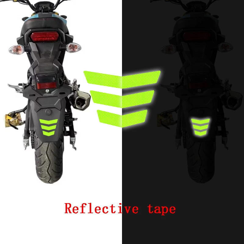 3pcs/set Motorcycle Stickers Tail Fender Bumper Decal Adhesive Tape Reflective Warning Trapezoidal Arrow for Car Truck Bike
