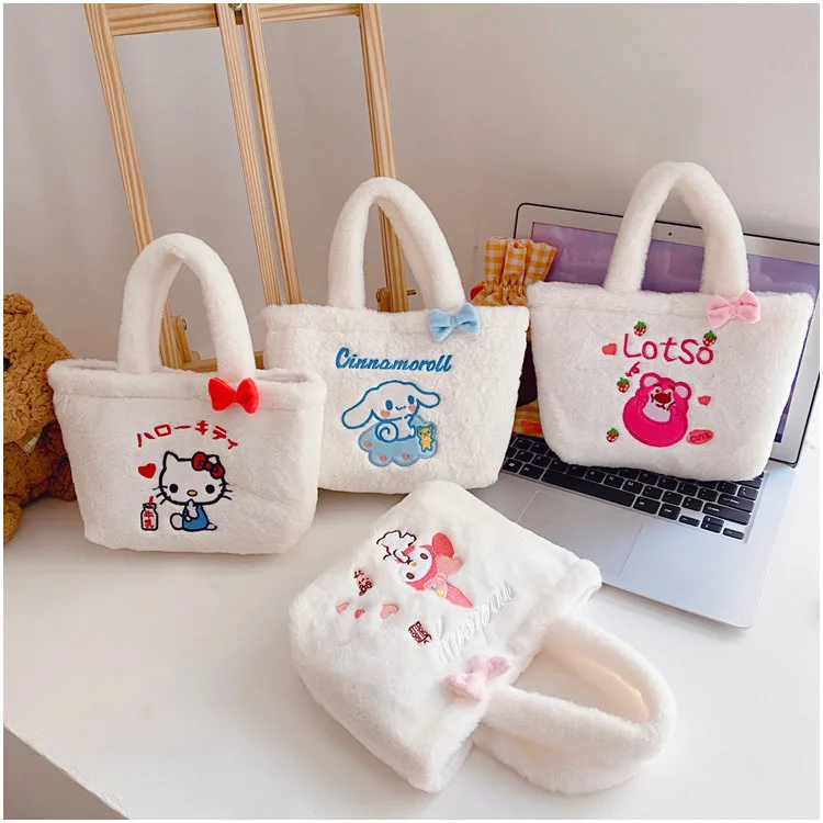 

Sanrio Bag Hello Kitty Plush Tote Bag Plushies Cinnamorol Handbag My Melody Women Makeup Bag Anime Shoulder Backpack Girl Gift