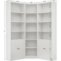 Corner Bookshelf and Bookcase with 2 Storage Cabinets and 7 Tier Adjustable Shelves, 71" Height Storage Shelves Corner Combinat 2