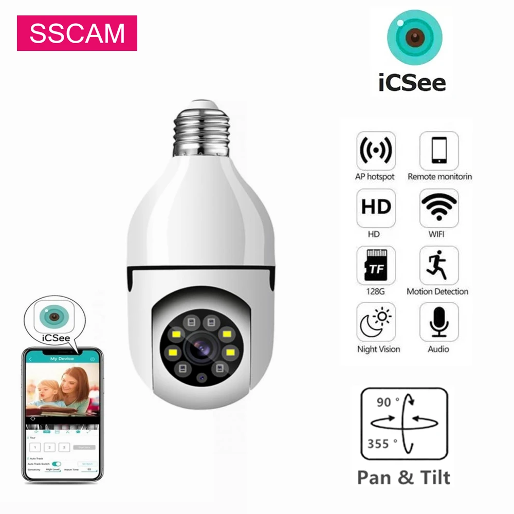 4Mp Wifi Lampadina Lampadina Wireless Smart Camera Home Indoor Audio Bidirezionale Cctv Telecamera Di Videosorveglianza Wireless