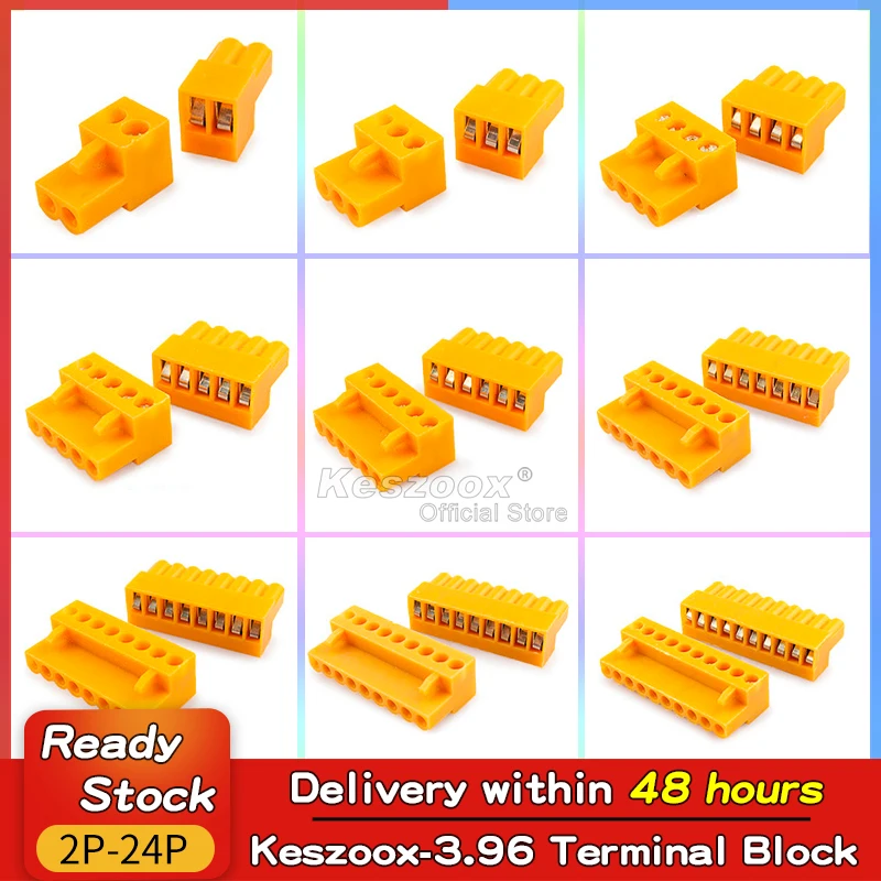 

Keszoox 3.96mm Orange Phoenix Connector Terminal 2/3/4/5/6/7/8/9/10/12/16/20/24Pin Block PCB Screw Plug Header Socket Degson