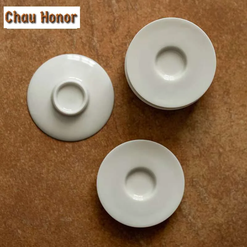 2pc/set Handamde Apricot White Glazed Coasters Non-slip Cup Mats for Coffee Cups Heat Insulation Placemats Cha Supplies Craft