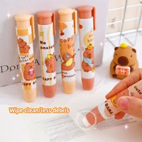 Random 1pc Kawaii Capybara Press The Eraser Clean Mess Free Cartoon Stationary Office Student Rubber Eraser Gift School Supplies 1