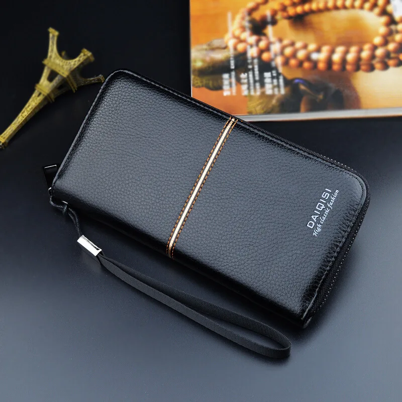 New Men's Wallet Long Zipper Handbag Men's Money Clip Business Casual Large Capacity Soft Leather Wallet Mobile Case 6