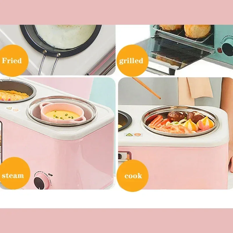 5L 4 In 1 Breakfast Mini Bread Maker Toaster Oven Omelet Non-Stick Frying Pan Boiled Egg Hot Pot Boiler 6