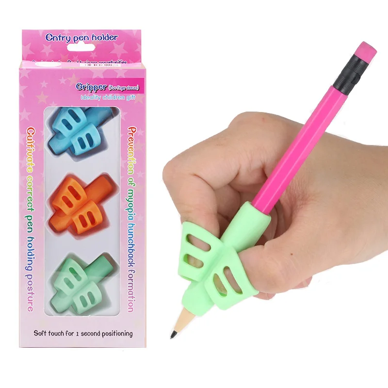 3 件/套软硅胶铅笔握两指中性笔握儿童书写训练校正工具笔架儿童礼物