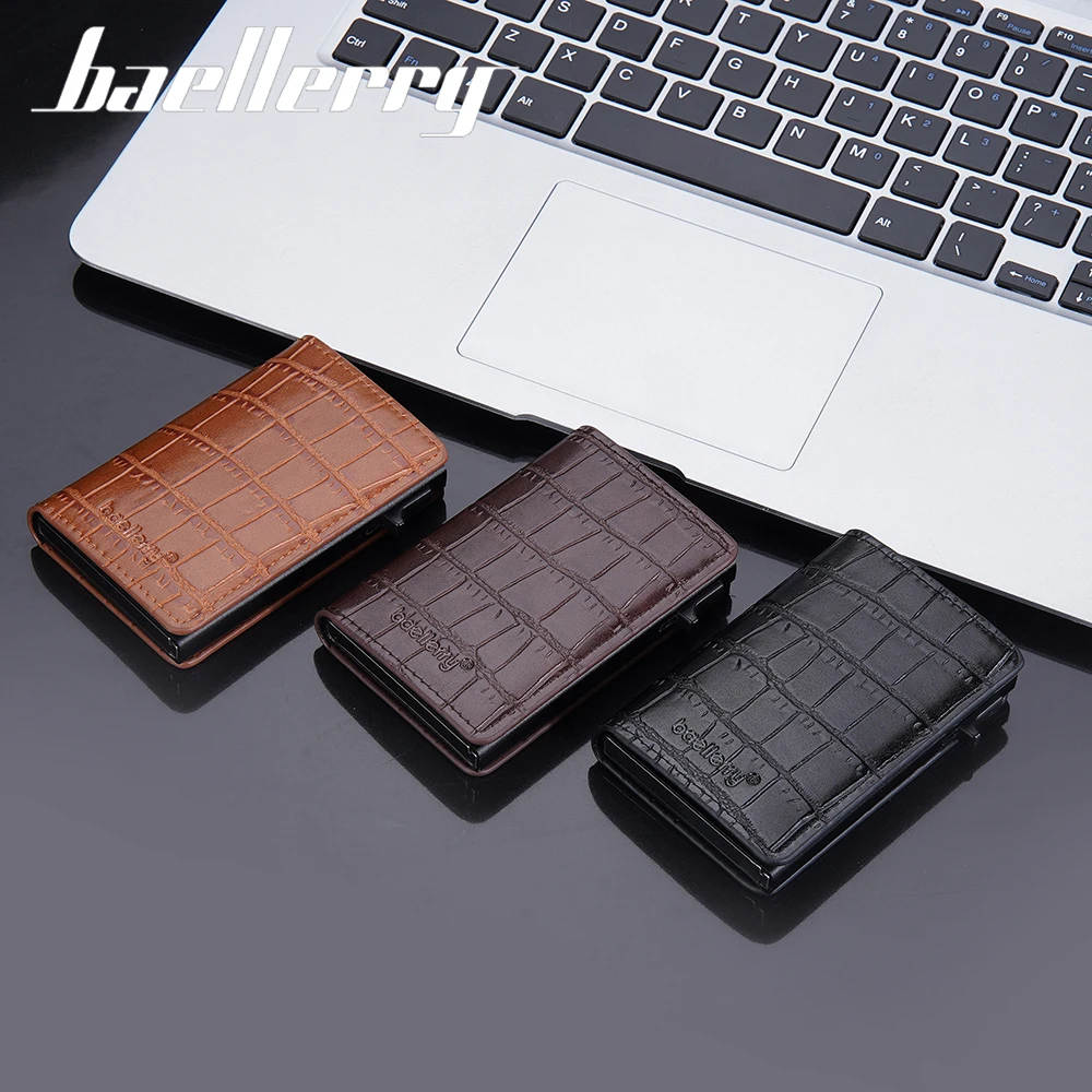 New RFID Mini Men Wallet Short Card Holder Simple Male Popup Purse Luxury Brand Men's Wallet Crocodile Pattern Card Bag