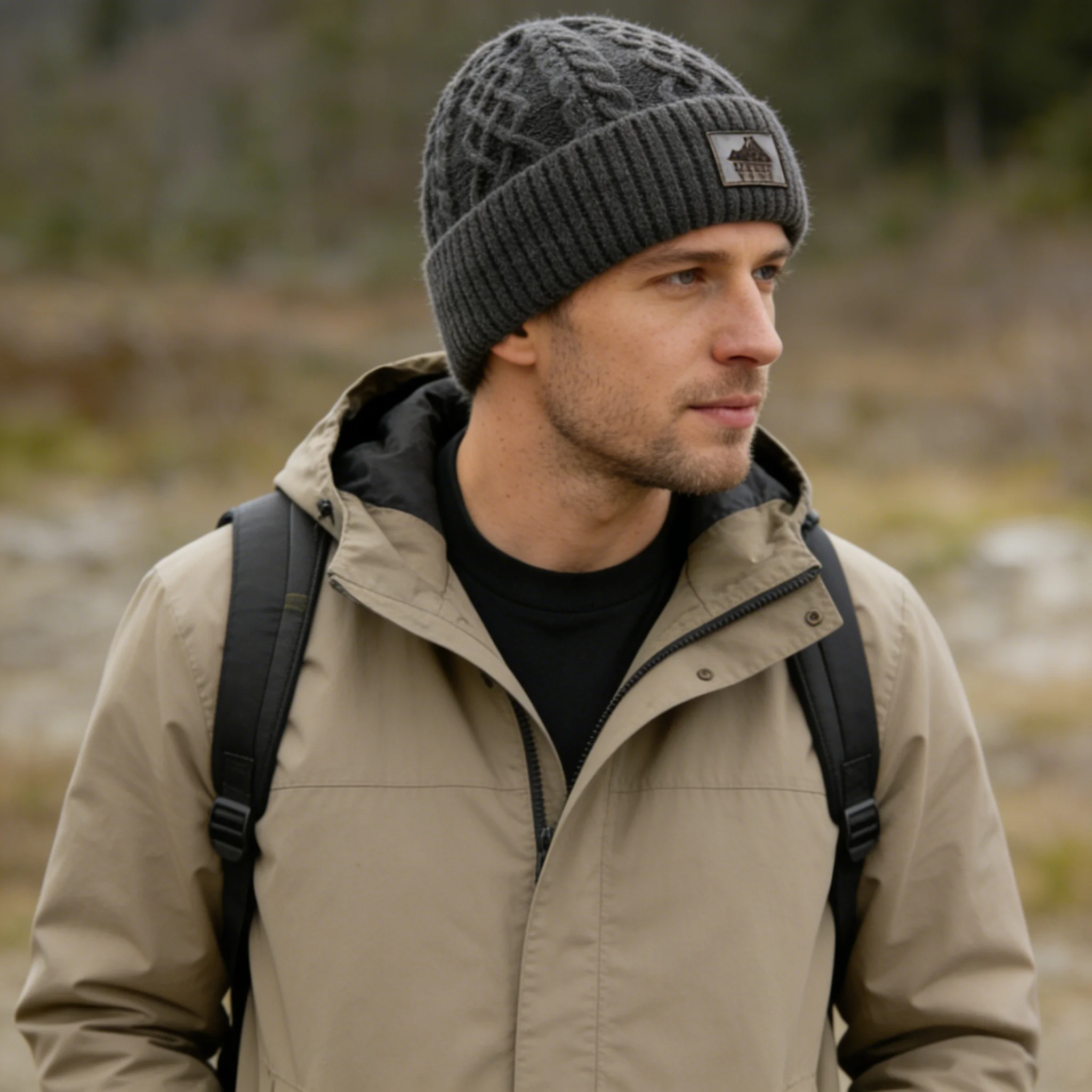 Unisex Warm halten Wintermütze Plüschfell gefüttert Stilvolle warme Mütze Weiche Beanie Mütze für Männer Frauen Outdoor Ski Sport Strickmütze – Detail 4