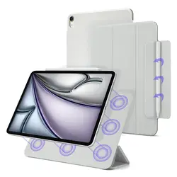 Ultra-Slim Magnetic Trifold Stand Case for iPad 10th-11th A16 (Light Gray)