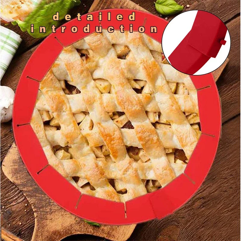 Adjustable Pie Crust Shield Reusable Silicone Pie Protectors Bake Crust Protector Cover Pizza Baking Kitchen Tools pie molds