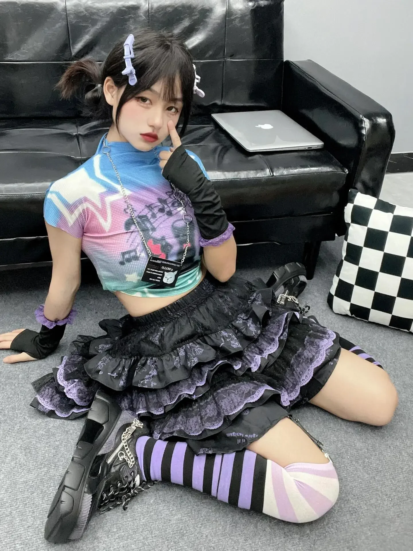서브컬쳐 일본 미니 스커트, Y2k 하라주쿠 레트로 미니 원피스, 파티 스키니 레이스 스파이스 퍼프, A라인 스커트, 블랙 펑크, 신상