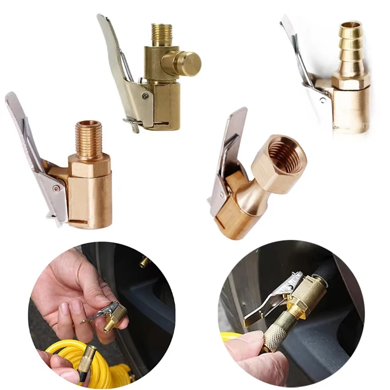 자동차 타이어용 휴대용 팽창식 펌프, 에어 척 팽창기 펌프 밸브 커넥터, 클립온..