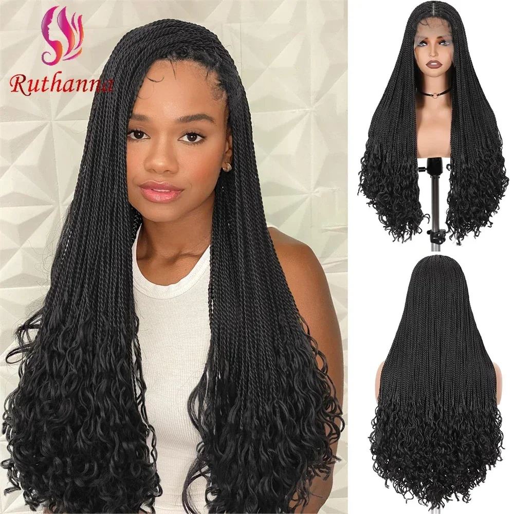 

Afro Dreadlocks Braided Lower Curly HD Lace Front Wig Synthetic Long Braids Wig For Women Twins Cornrow Crochet Hair Braided Wig