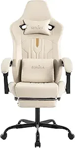 Ergonomic Massage Gaming Chair with Adjustable Rocker Recliner, Lumbar Cushion,