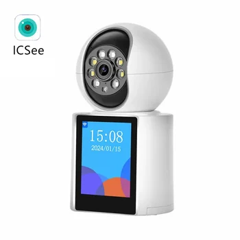 WIFI 3MP Video Intercom Camera w/ Built-in Screen, AI Human Tracking, 355° Rotation, HIFI Sound, Cloud/SD Storage, Battery+Wired 1