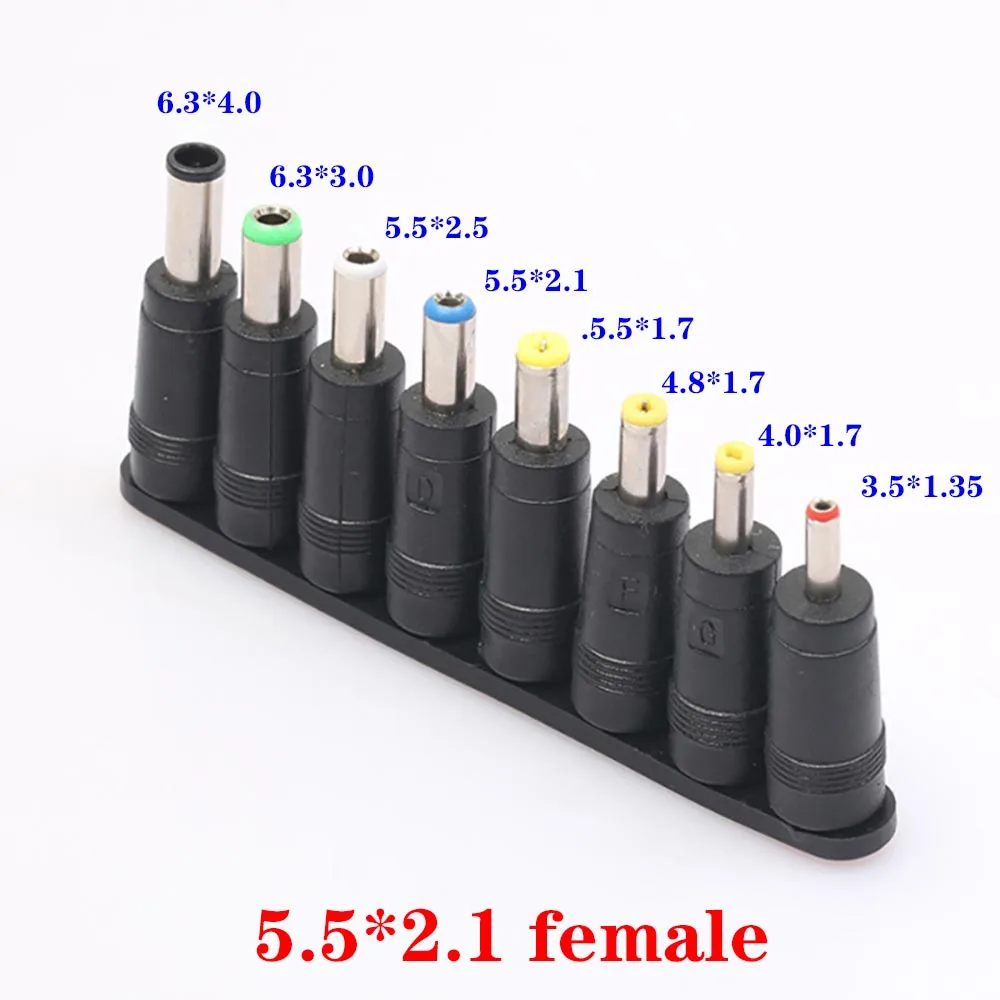 8-in-1 DC Power 5.5*2.1 female to 3.5*1.35 4.0*1.7 5.5*2.1 6.0*3.0 5.5*2.5 male plug Converter Laptop Adapter connector