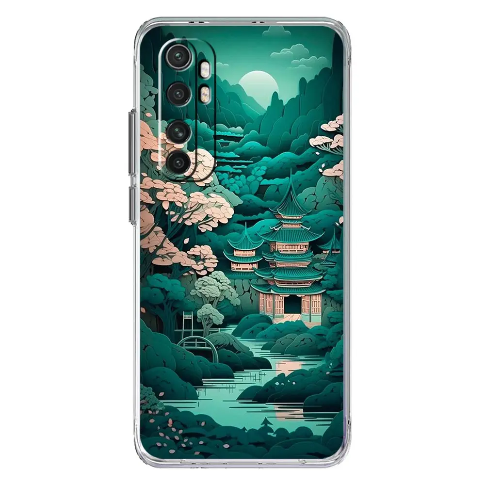 Clear Phone Case with Japanese Landscape Design
