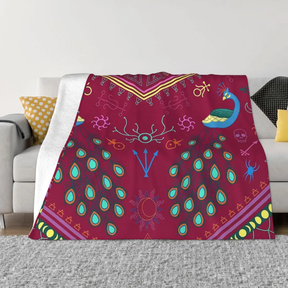 

DND Game Blanket Flannel Spring Autumn Mollymauk Tealeaf Inspired Print Warm Throws For Winter Bedding