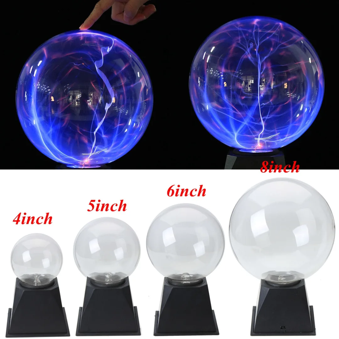 4/5/6/8" Magic Plasma Ball Lightning Crystal Globe Touch Nebula Light Sphere