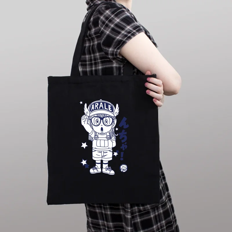 Anime Arale Large Capacity Harajuku Shopping Bag Canvas Bag Funny Women's Shoulder Bags Kawaii Girls Large Capacity Tote Bag