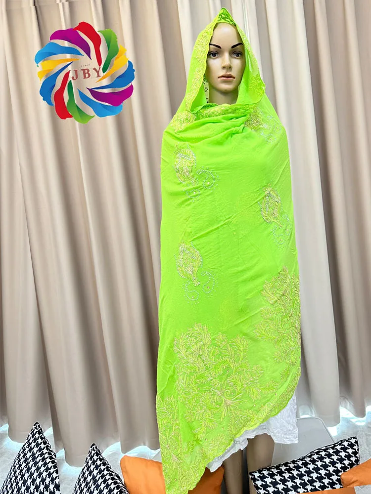 Luxury  Embroider Scarf  New African Women Cotton Scarf Dubai Islamic Hijab Embroider Scarf with Tassels Heavy Cotton Big Scarf