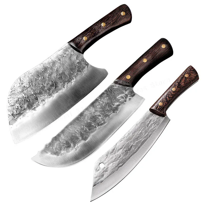 

Hand forged butcher knife Stainless steel meat cleaver Slicing knife Household kitchen knife Cooking knife