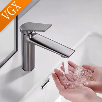 VGX ก๊อกน้ําห้องน้ํา Luxury Gold อ่างล้างหน้าก๊อกน้ํา Gourmet อ่างล้างหน้า Tapware ร้อนน้ําเย็นแตะทองเหลือง Chrome สีดําสีเทา 1