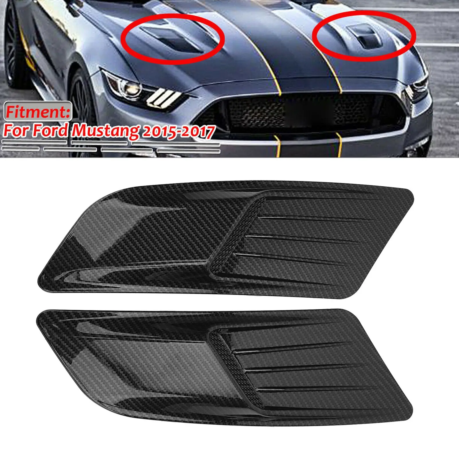 Car Side Louver Scoop Vent Hood Air Vent Trim Cover For Ford Mustang S550 RTR