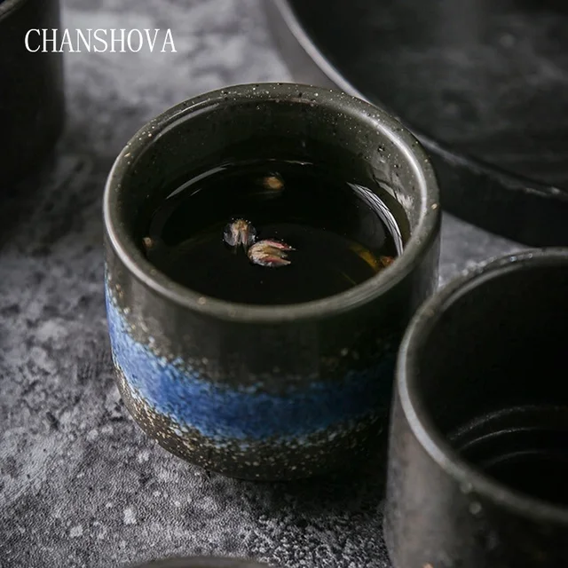 Chanshova 200Ml Kínai Retro Stílusú Kézzel Festett Spray -Máz Kerámia Teáscsésze Kis Kávéscsésze Porcelán Tea Csésze Készlet T010 - Image 6