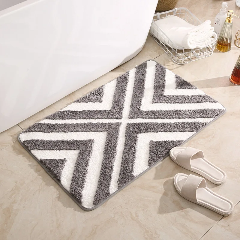 Geometric Lines Bathroom Mat Non-slip Bath Carpets Memory