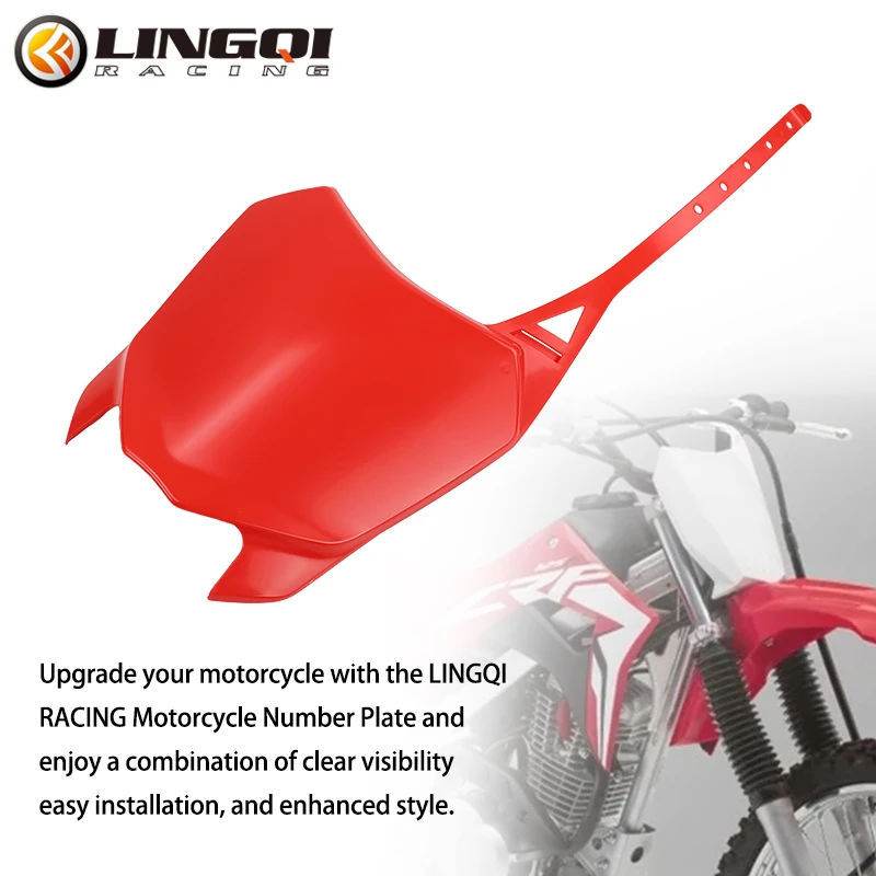 LINGQI RACING Motorcycle Front Number Plate Fairing Mask Plastic Body Cover For CRF110 CRF125 2013 Off Road Pit Dirt Bike