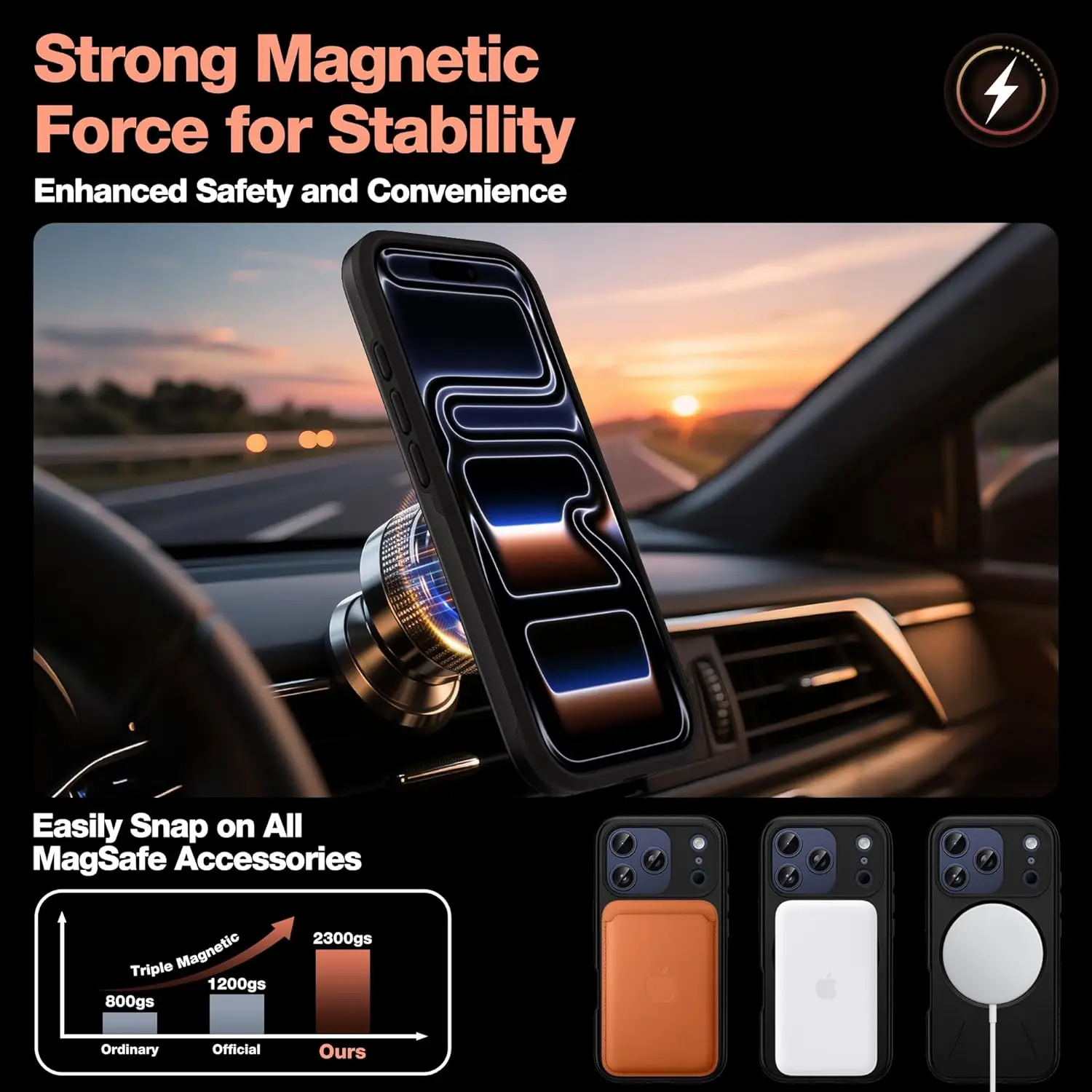 Magnetic Dual Layer Ring Holder Kickstand Case - Shockproof Protective Cover