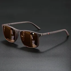 Classic Fashion Square Sunglasses - Lightweight Design with Striped Temples and UV Protection (C8 - brown)