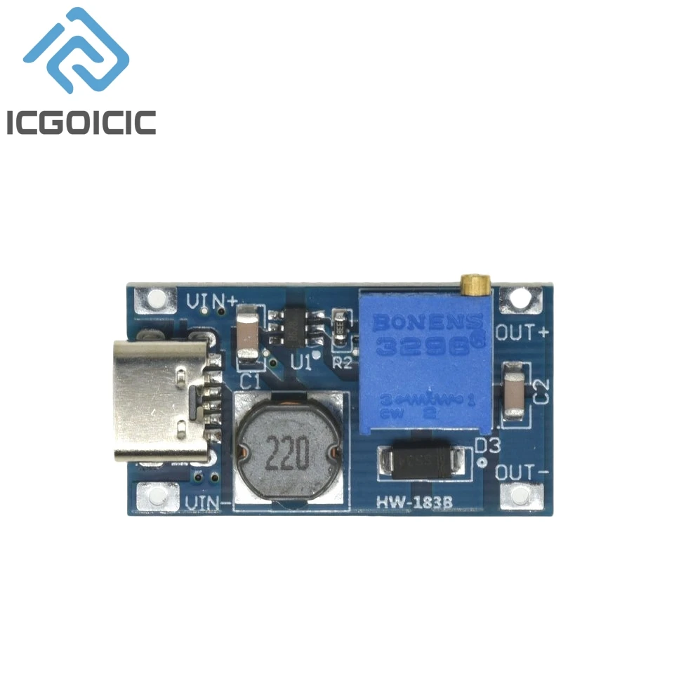 DC-DC Step Up Power Module TYPE-C/USB 2A Max MT3608 2-24V To 5V/9V/12V/28V