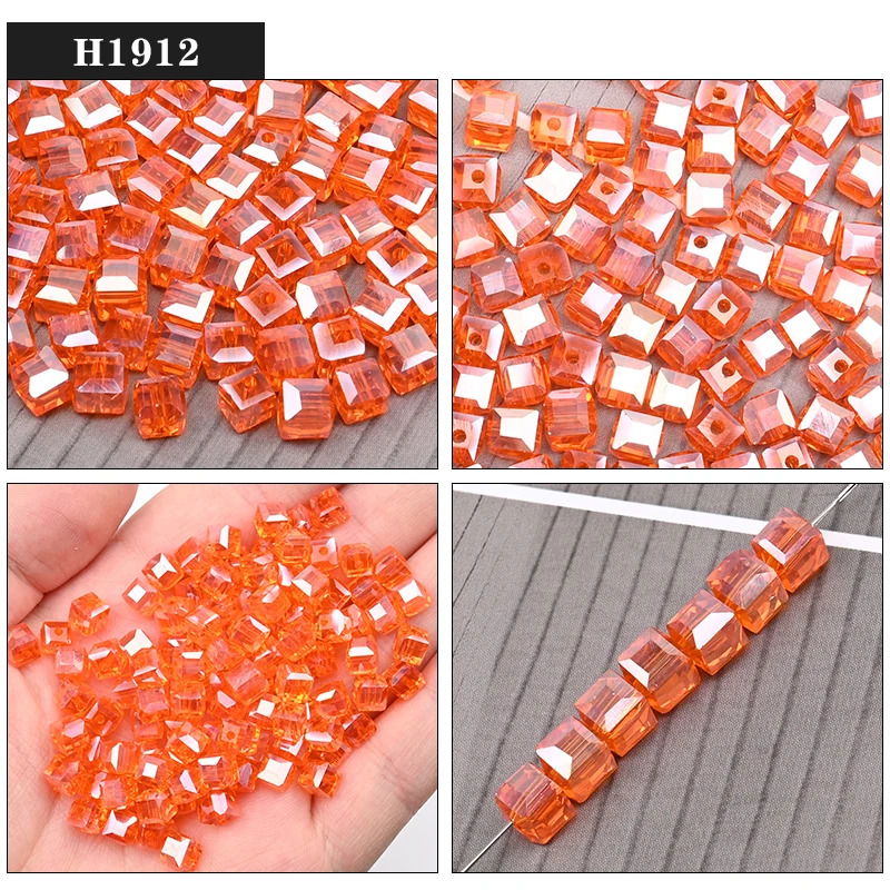 Cezch 8mm Cube Glas Perlen Einfarbig Galvanisieren Kristall Perlen Faceted Spacer Lose Perlen für Halskette Ohrring Schmuck Machen – Detail 17