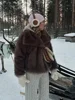 Fashion Thicken Warm Full Sleeve Fur Coats For Women Elegant Stand Collar Solid Cropped Jackets 2025 Lady Street Outerwears New 5