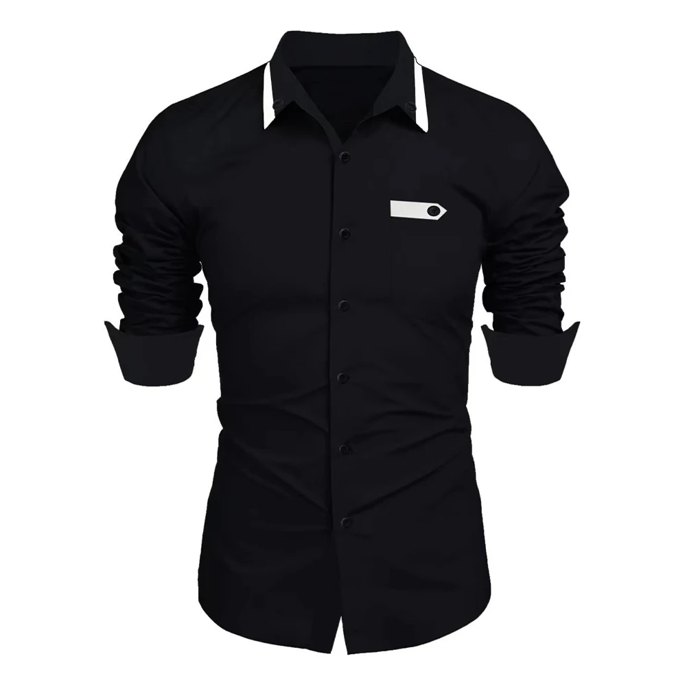 

Durable Daily Holiday T Shirt Top Slim Solid Versatile Business Casual Collared Comforta Long Sleeve Universal